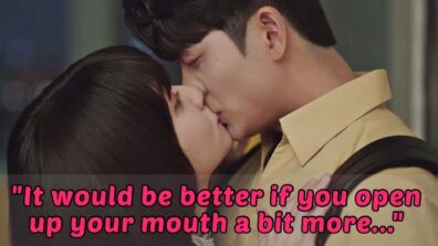 “You can open your mouth a little bit, and close your eyes too,” says Extraordinary Attorney Woo’s Jun Ho To Young Woo while kissing