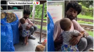A Beautiful Viral Video Of A Little Kid Giving Her Father Fruit Aboard A Mumbai Local Train 