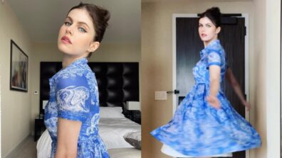 Alexandra Daddario Raises The Temperature High With Her Glamorous Tight Blue Sundress