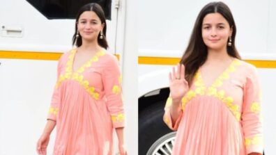 Alia Bhatt Looks Cute In Her Peach Anarkali Kurta Giving Us Major Ethnic Outfit Goals