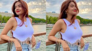 Anushka Sen experiences cruise ride with family in Paris, looks irresistible in white bralette top and denims