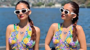 Anushka Sen visits famous ‘Lake Of Como’, looks droolworthy in white ripped shorts and colourful deep-neck bralette