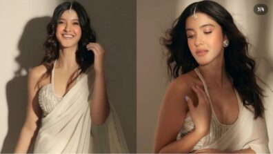 B-town beauty Shanaya Kapoor sparks in silk white saree and deep neck silver sequinned blouse