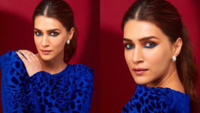 “Blue Butterfly” Kriti Sanon To Sizzle The Laith Maalouf Blue Animal Print Mini Dress Like A Sassy Queen