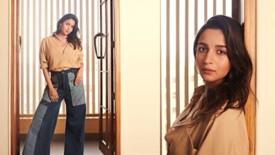 Brahmastra Promotions: Alia Bhatt startles in beige shirt and maternity denim jeans