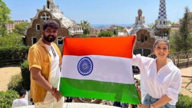 Couple Goals: Nayanthara and Vignesh Shivan pose with National flag in Spain, fans feel proud