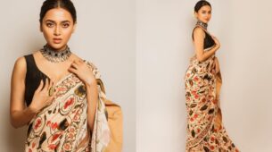 Elegance Personified: Tejasswi Prakash Looks Resplendent In Floral Saree With Backless Blouse