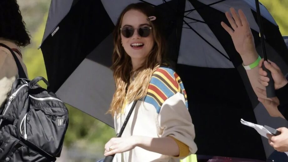 Emma Stone Slaying In A White Sweatshirt On Set – See Pics 673666