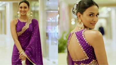 Erica Fernandes is ultimate queen in purple backless saree, feels romantic on Brahmastra’s ‘Kesariya’ song