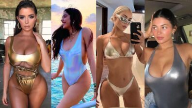 From Demi Rose, Janhvi Kapoor, Kim Kardashian To Kylie Jenner: Gorg Ladies Rocking In Metallic Swim Wears