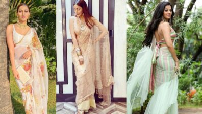 Glam Divas: Erica Fernandes, Surbhi Chandna, and Helly Shah stun in transparent pastel sarees