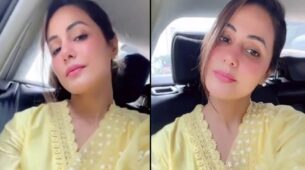 Hina Khan says ‘salaam’ inside car, looks ravishing and classy in yellow ethnic dress