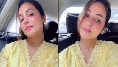 Hina Khan says ‘salaam’ inside car, looks ravishing and classy in yellow ethnic dress