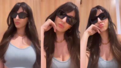 Hotness Alert: Nora Fatehi looks tempting in deep neck blue tank tee, see video