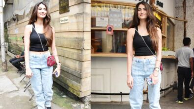 Internet sensation Palak Tiwari is drawing attention with her sass look in black crop top and denim jeans