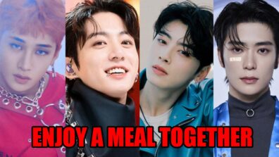 Jungkook, Cha Eun Woo, Jaehyun, and Bangchan enjoy a meal together