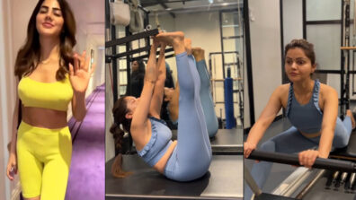 Bigg Boss Babes On Fire: Rubina Dilaik sweats it out in gym in blue sports bra, Nikki Tamboli flaunts abs in yellow