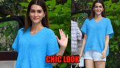 Kriti Sanon gives a chick look in blue sweater top and white shorts, check picture