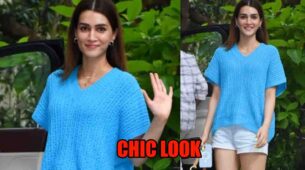 Kriti Sanon gives a chick look in blue sweater top and white shorts, check picture
