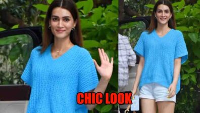 Kriti Sanon gives a chick look in blue sweater top and white shorts, check picture