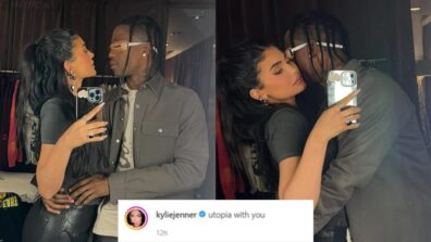 Kylie Jenner Strikes Mushy Pose With Husband Travis Scott, Saying “Utopia with you”