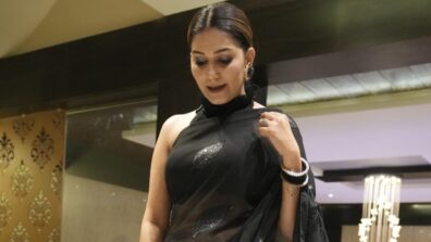 Millions Of Fans Were Stunned To See Sapna Choudhary’s Desi Style In Black Transparent Saree And Halter Neck Blouse, See Pics