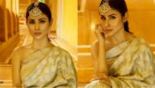 Mouni Roy shines like true Bong in golden embellished saree, see pics