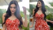 Mouni Roy Sizzles The Red Halter Neck Maxi Dress In Her Style
