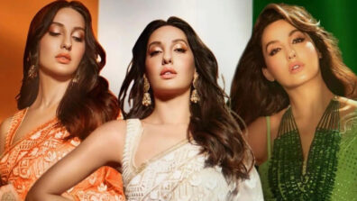 Proud Moment: Nora Fatehi wears three different saree shades to project tricolour, fans in awe