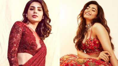 Rashmika Mandanna’s red lehenga or Samantha Ruth Prabhu’s red saree: Whose Red Outfit is a perfect fit for you?