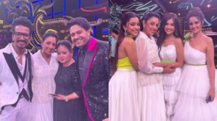 Rupali Ganguly With Bharti Singh, Haarsh Limbachiyaa And Gaurav Khanna On The Sets Of ‘RavivaarWithStarParivaar’ : Check Out