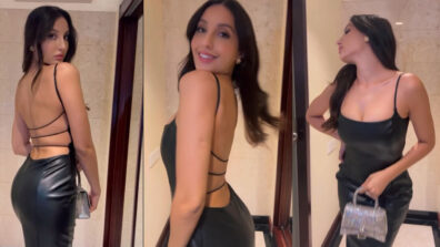 Sass Babe: Nora Fatehi Looks Sizzling Hot In Black Leather Bodycon Dress