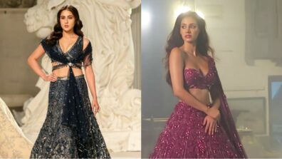 Starry Nights: Sara Ali Khan and Disha Patani glitter in sequinned ethnic lehenga