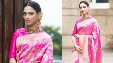 Super Stunning Looks Of Tamannaah In Pink Banarasi Saree