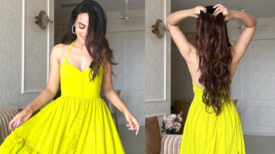 Surbhi Jyoti dazzles like queen in lime colour plunging neckline, backless gown, check out