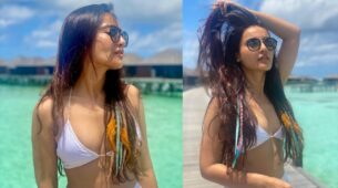 Surbhi Jyoti looks upright stunning in sheer bikini avatar on Maldives beach, pictures inside