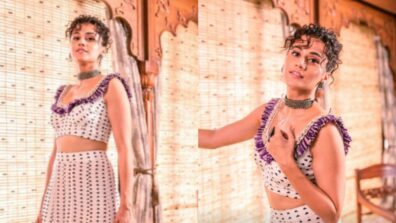 Taapsee Pannu serves as Boho queen in feathery purple co-Ord set with ruffles, see pics