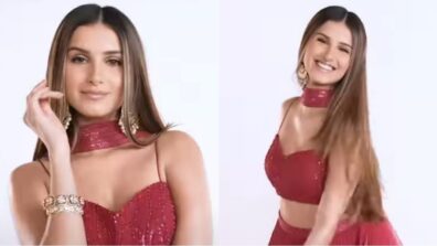 Tara Sutaria turns muse in peach pink flowy lehenga suit, watch video