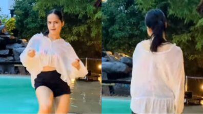 Tera Pyaar Mujhe Kheeche: TMKOC diva Palak Sindhwani goes wild in rain, flaunts curvaceous midriff in oversized top and black shorts