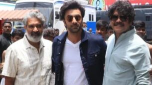 Trio Ranbir Kapoor, S.S. Rajamouli, And Nagarjuna Spotted In Chennai For Brahmastra Promotion