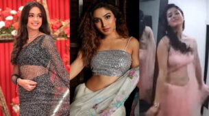 TV actresses Mugdha Chaphekar, Donal Bisht, and Pooja Banerjee ruling hearts with their transparent saree glam