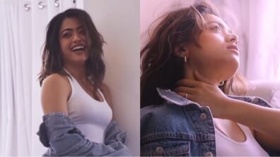 Uff Haye Garmi: Rashmika Mandanna drops denim jacket to flaunt sensuous shoulders in white bralette, see viral video