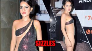 Urfi Javed Oozes Oomph In Off-Shoulder See Through Shimmery Dress