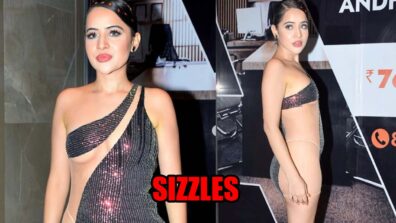 Urfi Javed Oozes Oomph In Off-Shoulder See Through Shimmery Dress