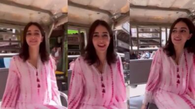 Watch: Ananya Panday looks gorgeous in tie-dye pink kurta set, takes candid auto ride