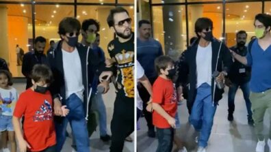 Watch: Shah Rukh Khan gets angry after fan forcefully grabs his hand, son Aryan Khan calms him down