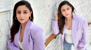 2 days to go: Alia Bhatt is a visual delight in lavender blazer and white top, casually flaunts ‘baby bump’ like queen