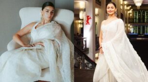 Alia Bhatt angelic appearance dressed in white sarees