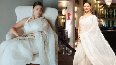 Alia Bhatt angelic appearance dressed in white sarees