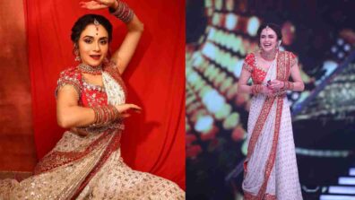 Amruta Khanvilkar looks fire in embellished red saree, fans in awe 